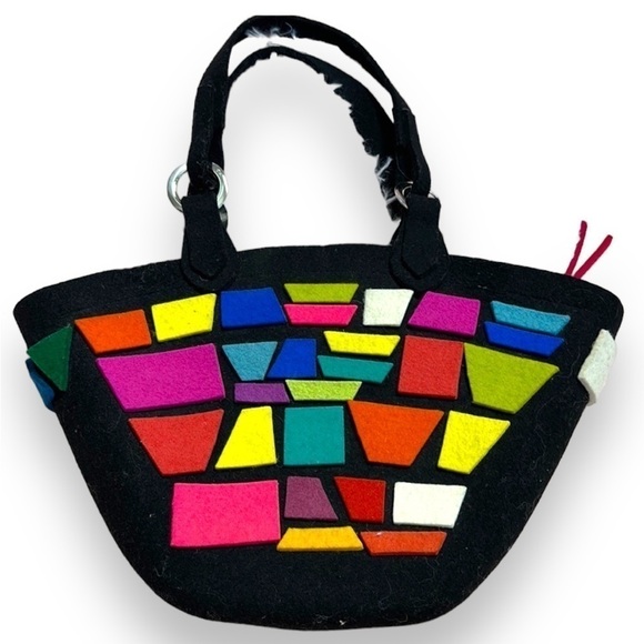 Colorful Felted Felt Mini Artisan Bag structured craftwork purse - Picture 1 of 6